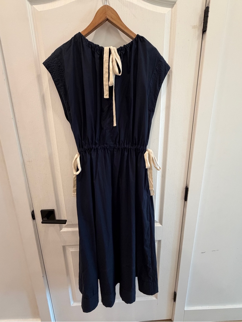 Banana Republic Navy Cotton Poplin Midi Dress 100% Cotton - Picture 2 of 9
